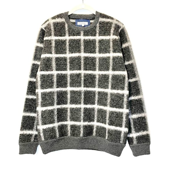 Grey Plaid Brushed Wool Sweater Size M - NWOT - Picture 1 of 5